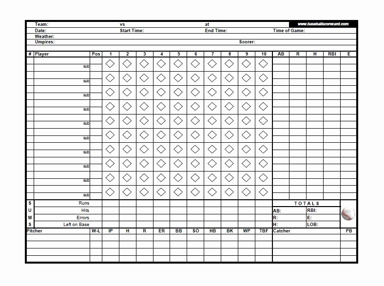 Baseball Scoring Sheet Printable Beautiful 30 Printable Baseball Scoresheet Scorecard Templates