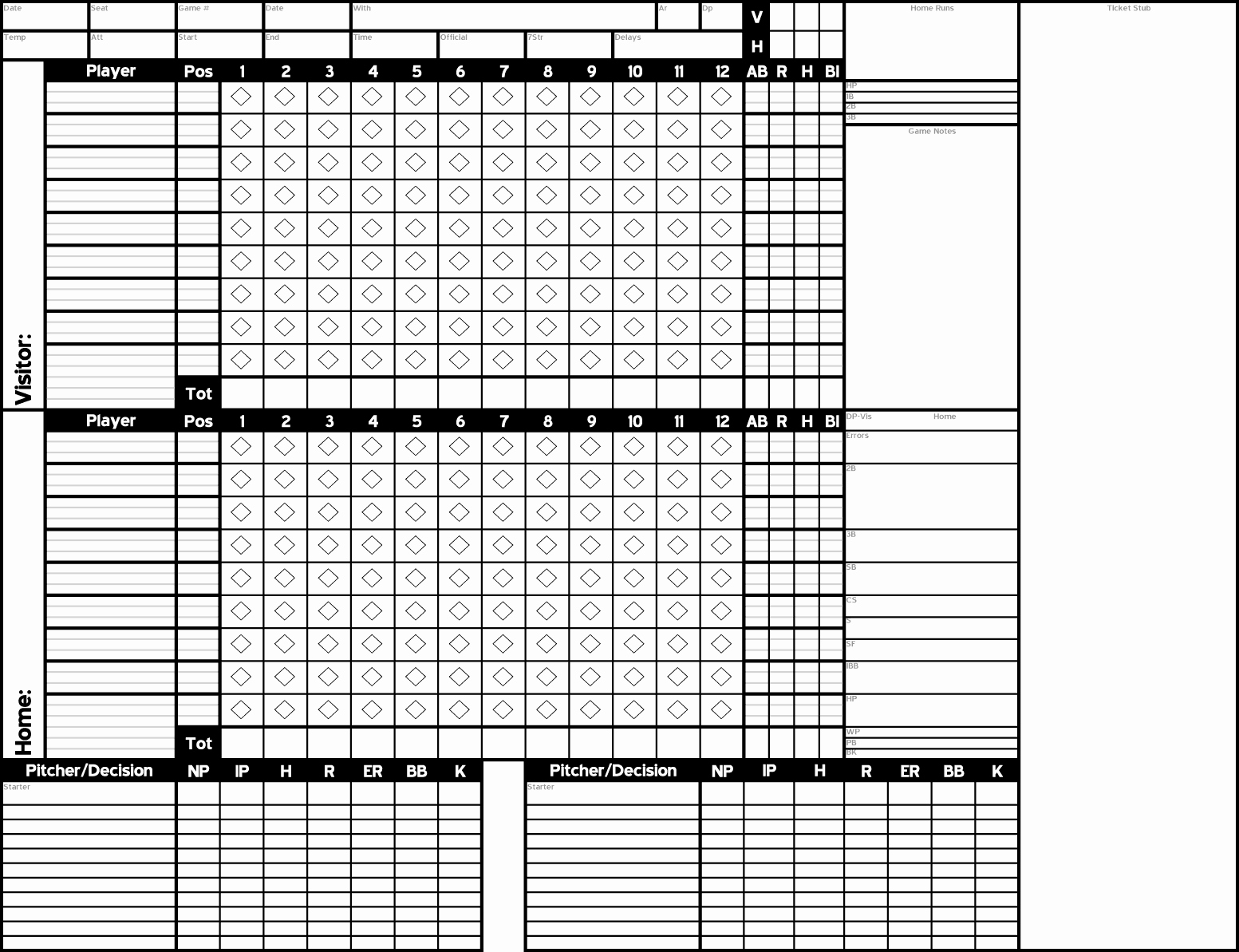 Baseball Scoring Sheet Printable Beautiful Free Baseball Score Sheets Scoresheet Master 1