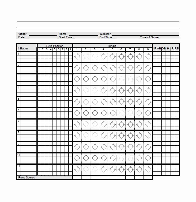 Baseball Scoring Sheet Printable New 30 Printable Baseball Scoresheet Scorecard Templates