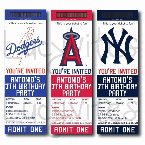 Baseball Ticket Template Free Awesome Baseball Team Ticket Invitation Baseball Baby Shower