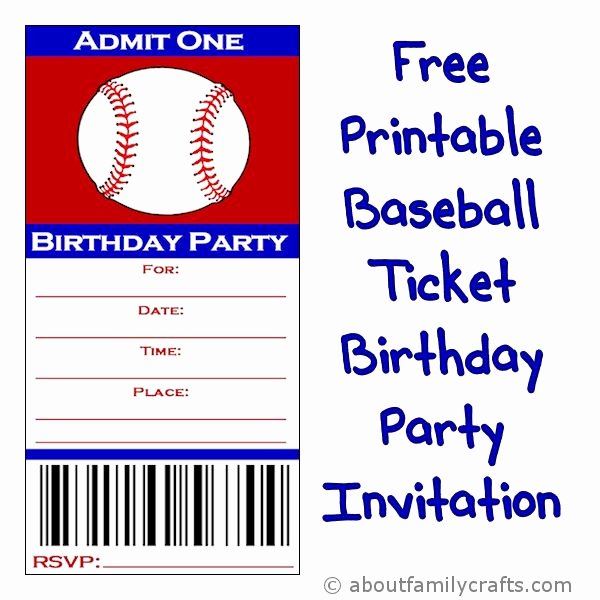 Baseball Ticket Template Free Best Of Baseball Ticket Birthday Party Invitation – About Family