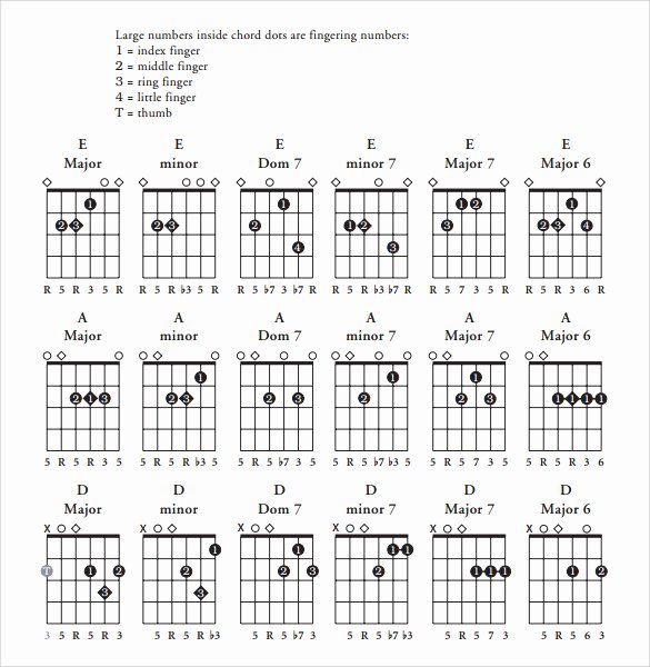 Basic Guitar Chord Chart Luxury Sample Basic Guitar Chord Chart 7 Documents In Pdf