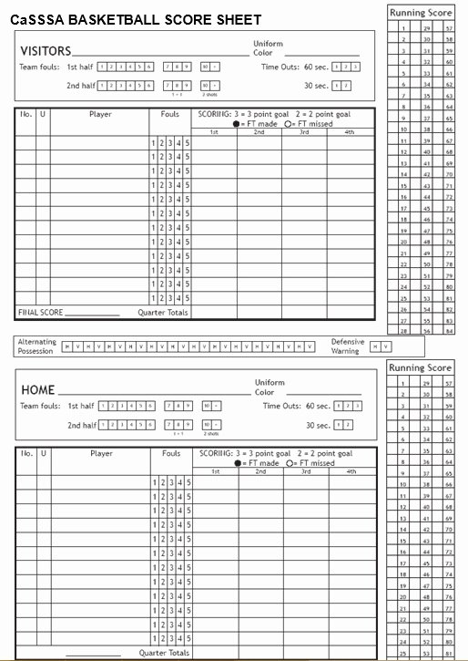 Basketball Score Sheet Template Fresh 8 Free Sample Basketball Score Sheet Samples Printable