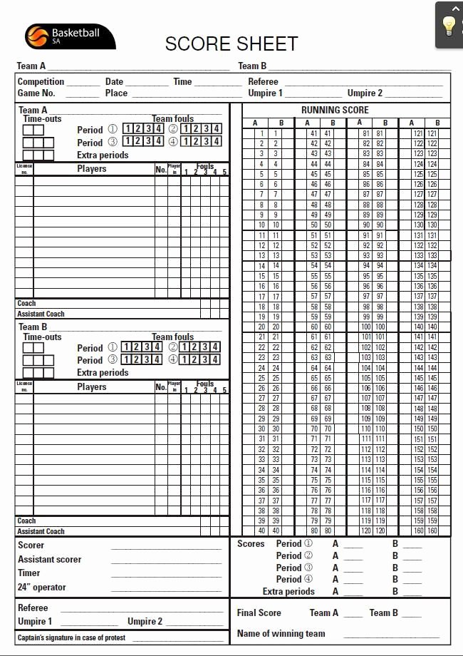 Basketball Score Sheet Template Lovely Printable Basketball Scoresheet Yahoo Image Search