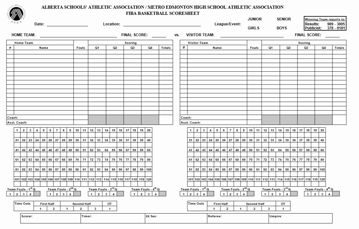 Basketball Score Sheet Template New 8 Free Sample Basketball Score Sheet Samples Printable