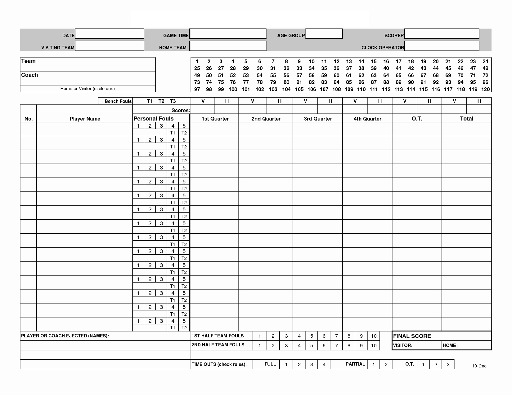 Basketball Score Sheet Template Unique Basketball Stat Sheet 2019