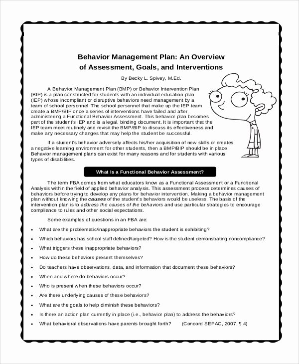 Behavior Management Plan Template Inspirational Sample Plan 43 Examples In Word Pdf