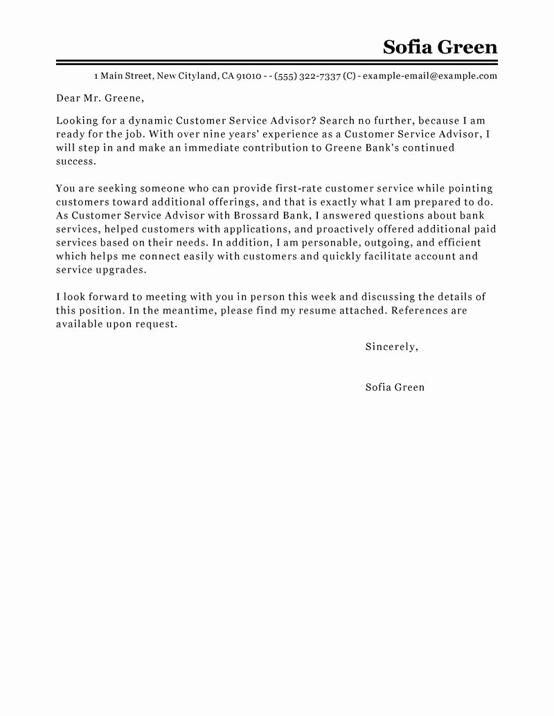 Best Customer Service Cover Letter Beautiful Best Sales Customer Service Advisor Cover Letter Examples