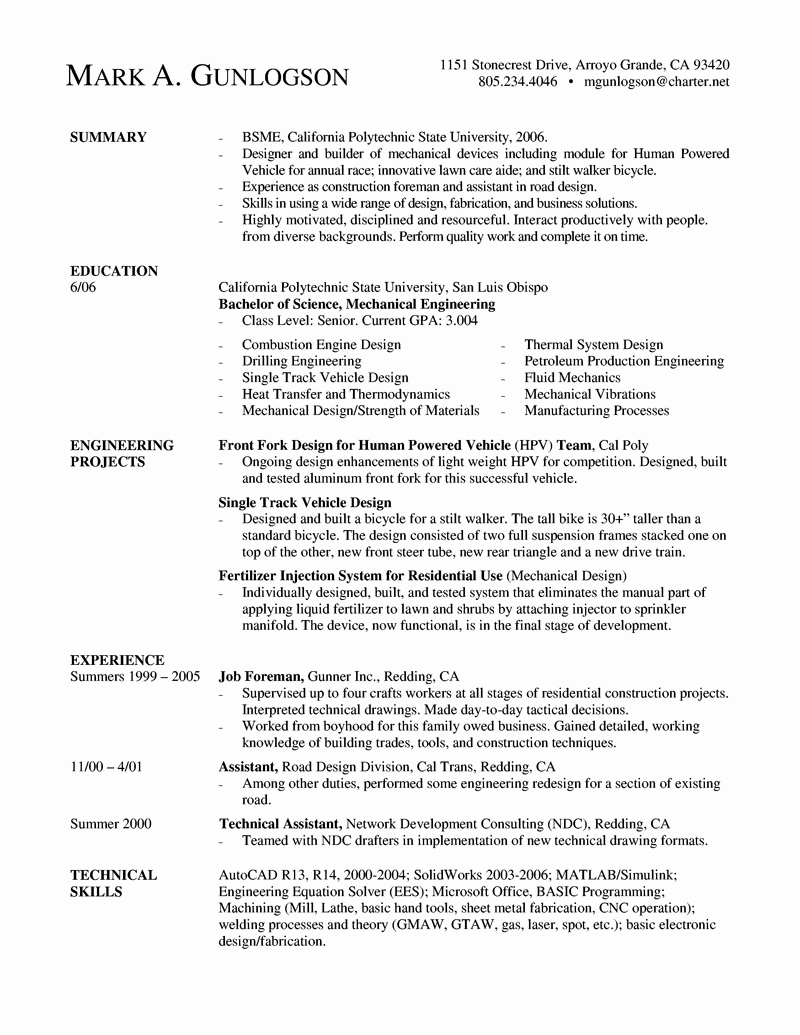 Best Resume format for Engineers Inspirational A Mechanical Engineer Resume Template Gives the Design Of