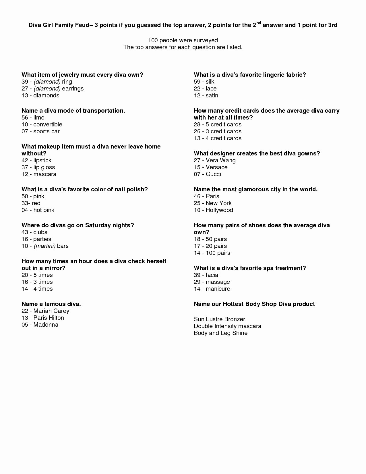 Bible Family Feud Questions Inspirational Family Feud Questions and Answers Printable