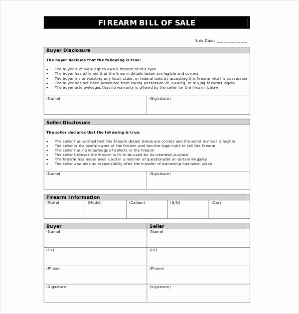 Bill Of Sale Firearms New Free 10 Sample Blank Bill Of Sale forms