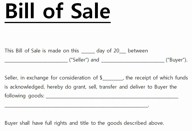 Bill Of Sale Printable Template Elegant Free Printable Bill Of Sale Templates form Generic