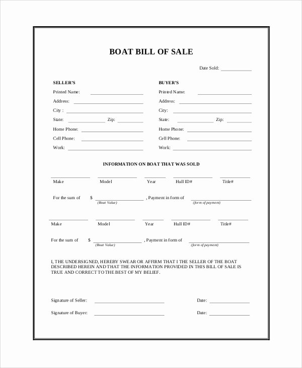 Bill Of Sale Template Boat Unique Sample Bill Of Sale 9 Examples In Pdf Word