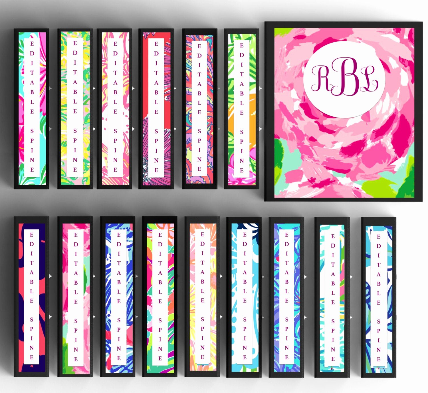 Binder Label Template Free New Set Of 15 Monogram Binder Covers Lilly Pulitzer Inspired