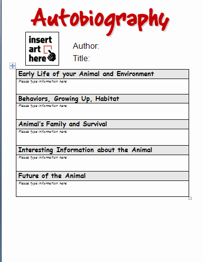 Biography Template for Students Awesome Best S Of Autobiography Template for Students