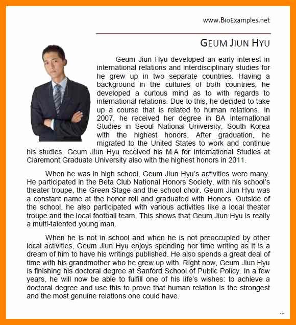 Biography Template for Students Beautiful Biography Examples