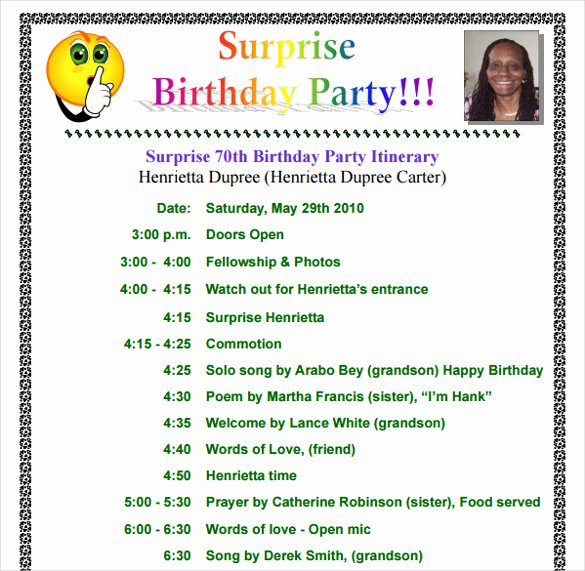 Birthday Party Programme Sample Best Of 11 Birthday Itinerary Templates – Free Sample Example