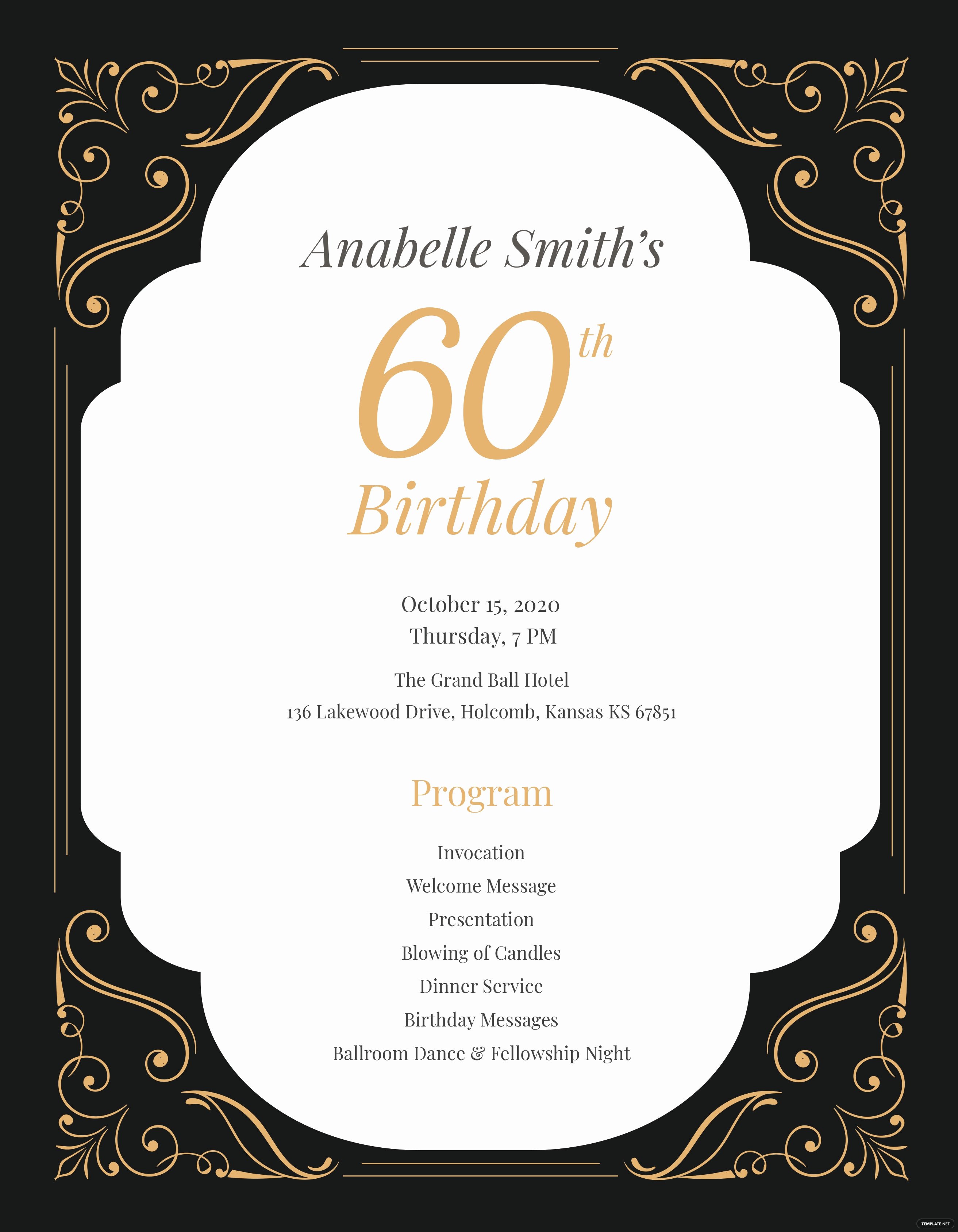 Birthday Party Programme Sample Lovely 60th Birthday Program Template In Adobe Shop