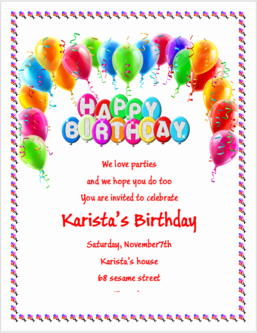 Birthday Party Template Word Unique Birthday Party Invitation Flyer Template 3 Printable