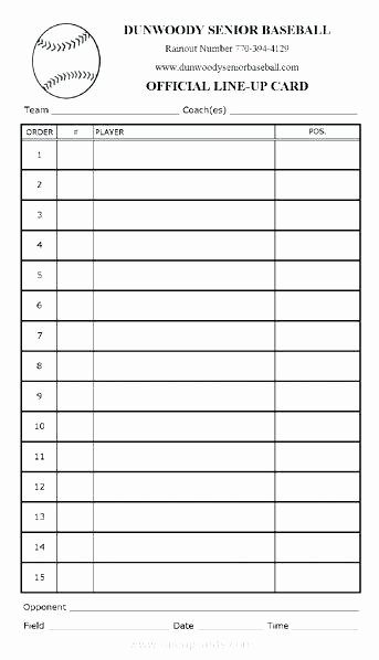 Blank Baseball Lineup Card Unique Blank softball Lineup Sheets – Konfor