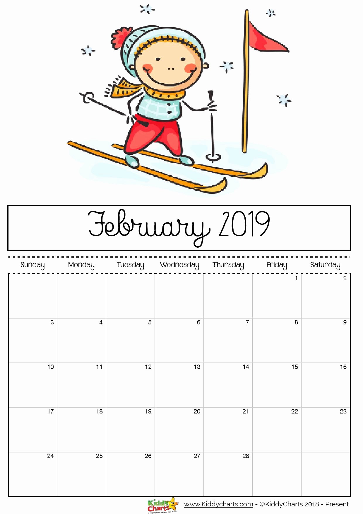 Blank Calendar for Kids Fresh Free Printable 2019 Calendar Print Yours Here