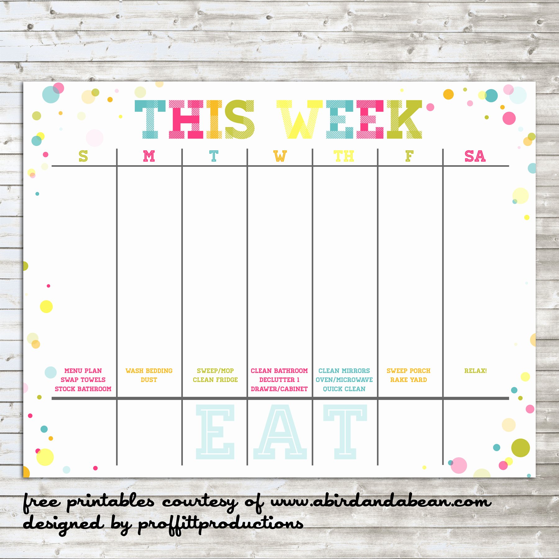 Blank Calendar for Kids Unique Colorful Weekly Calendar Free Printable