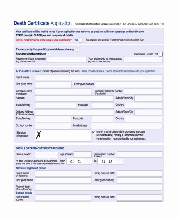 Blank Death Certificate form Fresh 36 Certificate forms In Pdf
