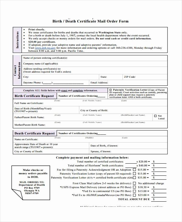 Blank Death Certificate form Lovely 41 Sample Certificate forms