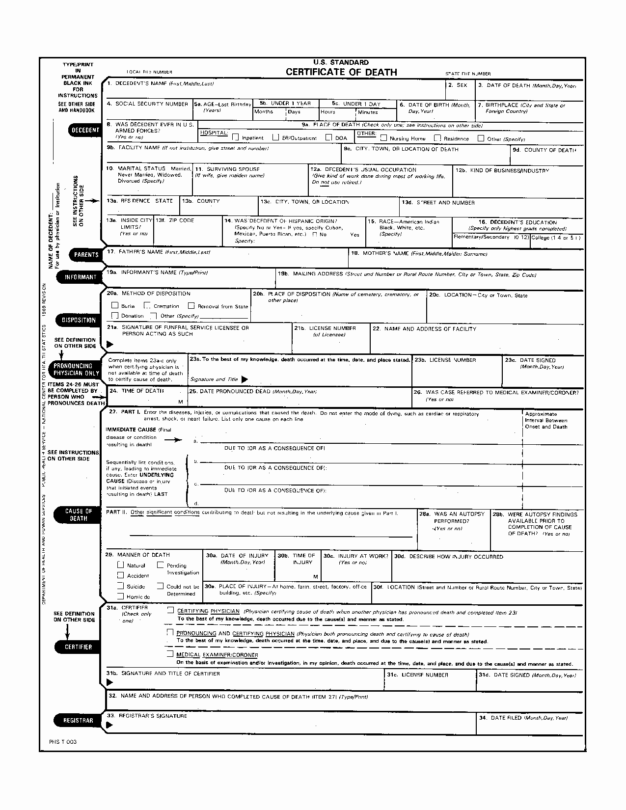 Blank Death Certificate form New 24 Of Ohio Ficial Death Certificate Template