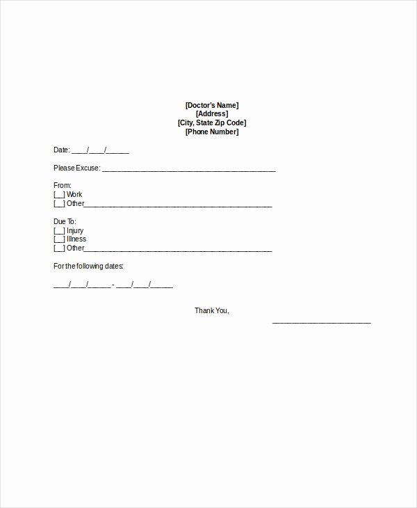 Blank Doctors Excuse form Awesome Doctors Note Template 16 Free Word Pdf Psd Documents