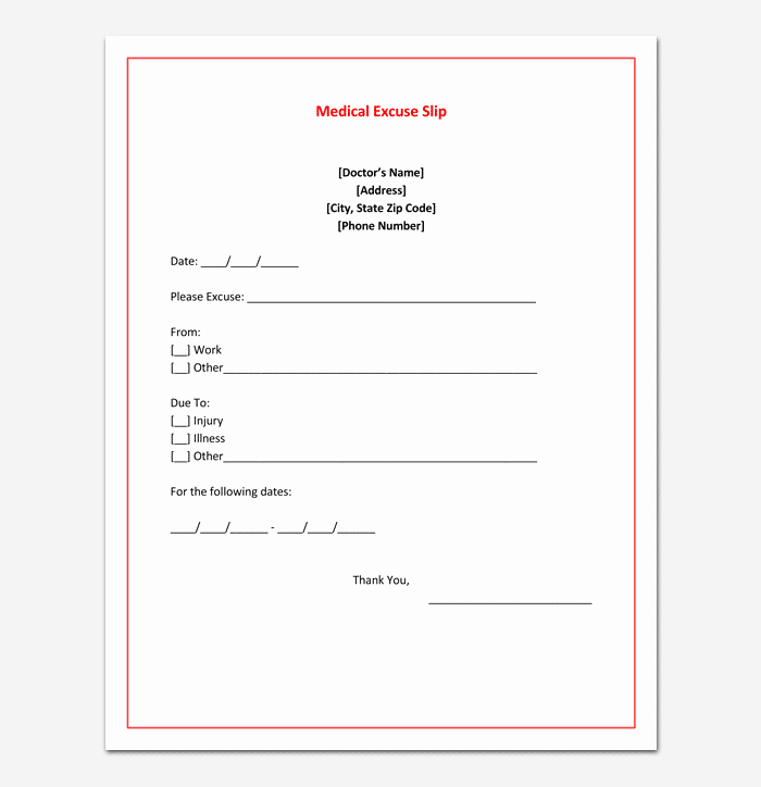 Blank Doctors Excuse form Beautiful Doctors Note Template 7 Fillable Notes for Word &amp; Pdf