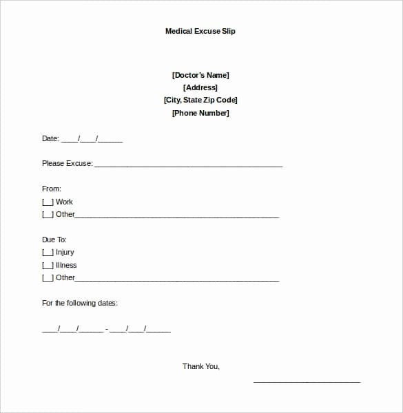 Blank Doctors Excuse form Fresh 4 Printable Doctor S Note for Work Templates Pdf Word