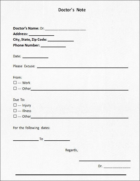 Blank Doctors Excuse form Luxury Doctor S Note Blank form