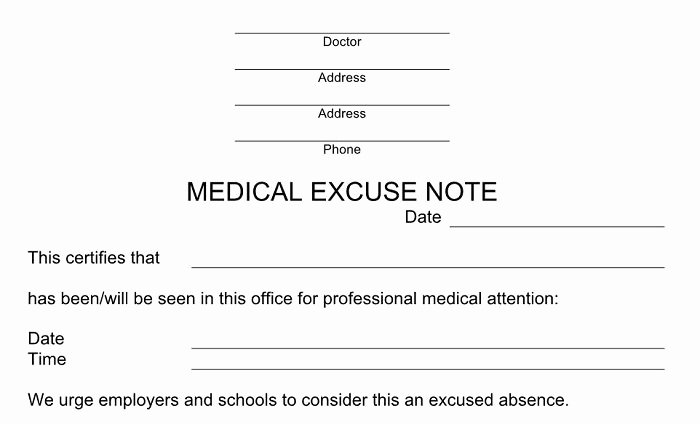 Blank Doctors Excuse form Unique 27 Free Doctor Note Excuse Templates Free Template