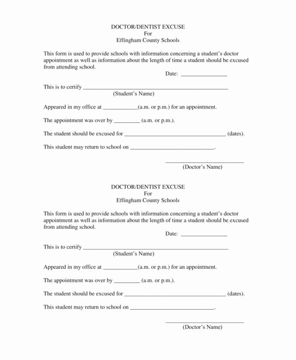 Blank Doctors Note for School Fresh 12 Excuse Note Templates for Work &amp; School Pdf