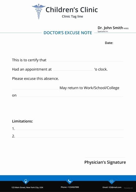 Blank Doctors Note for School New Free Blank Doctor Note