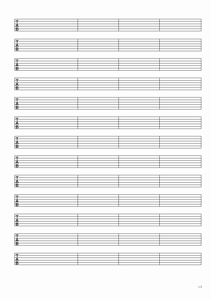 Blank Guitar Tab Awesome Free Blank Guitar Tab Paper Music Lessons