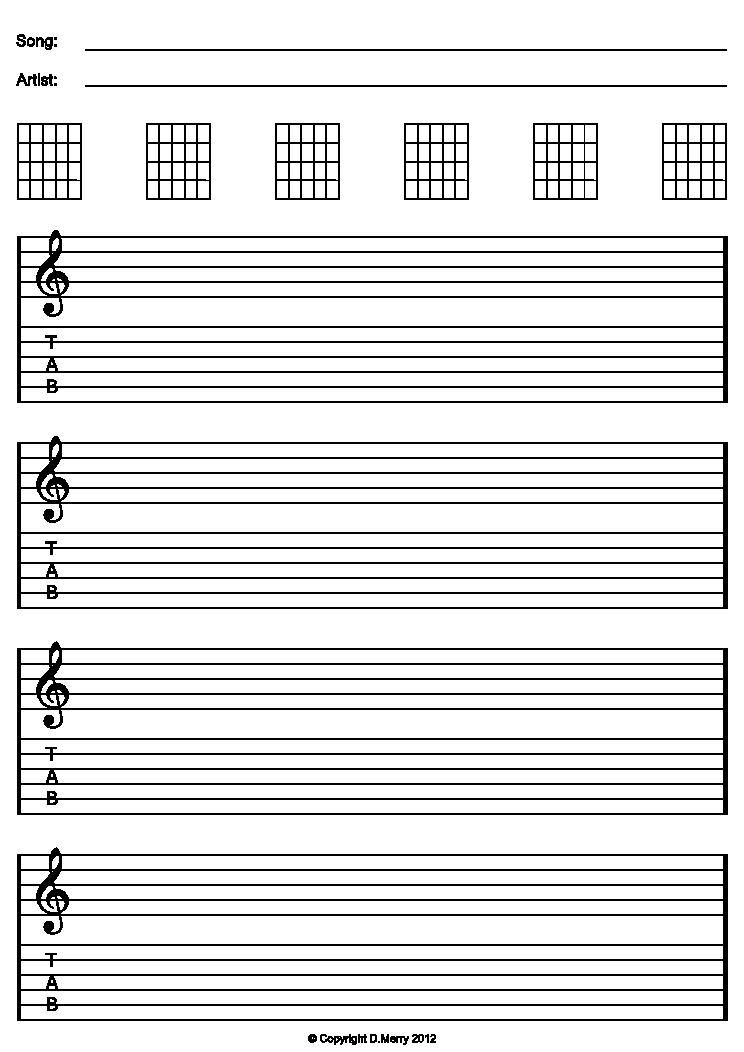 Blank Guitar Tab Inspirational Free Guitar Blank Tab Paper Staff Paper Ready to Print