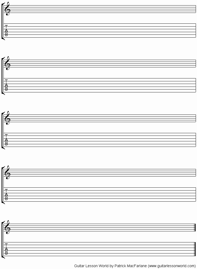 Blank Guitar Tab Unique Blank Notation and Tablature Sheet