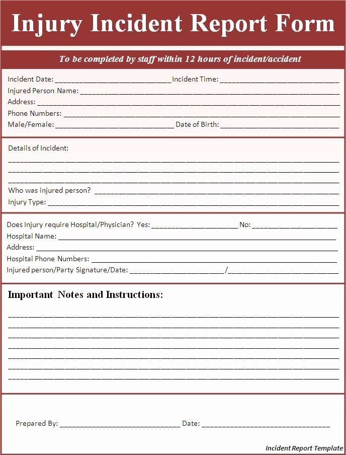 Blank Incident Report form Awesome Incident Report form Incident Report Template