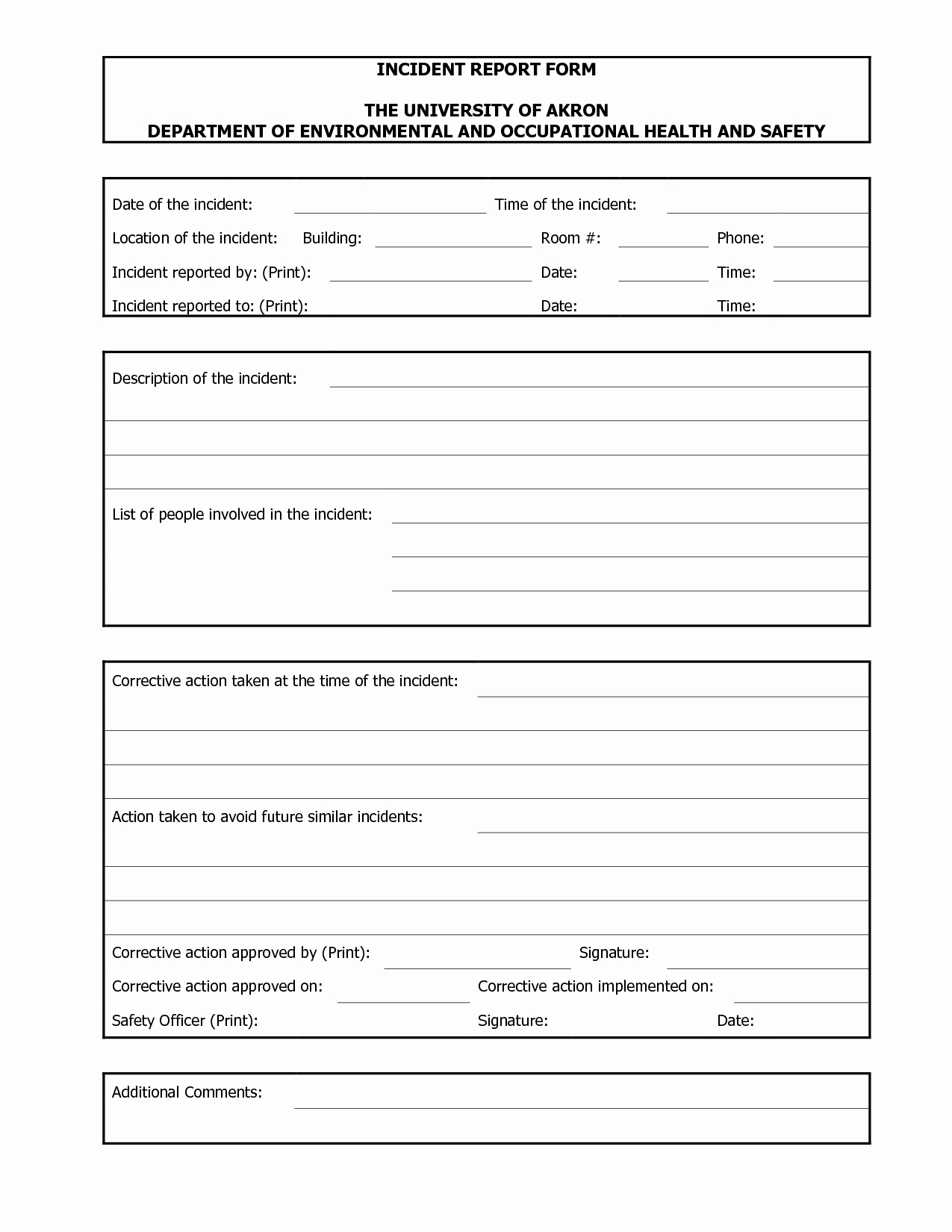 Blank Incident Report form Luxury Best S Of Free Police Incident forms Printable