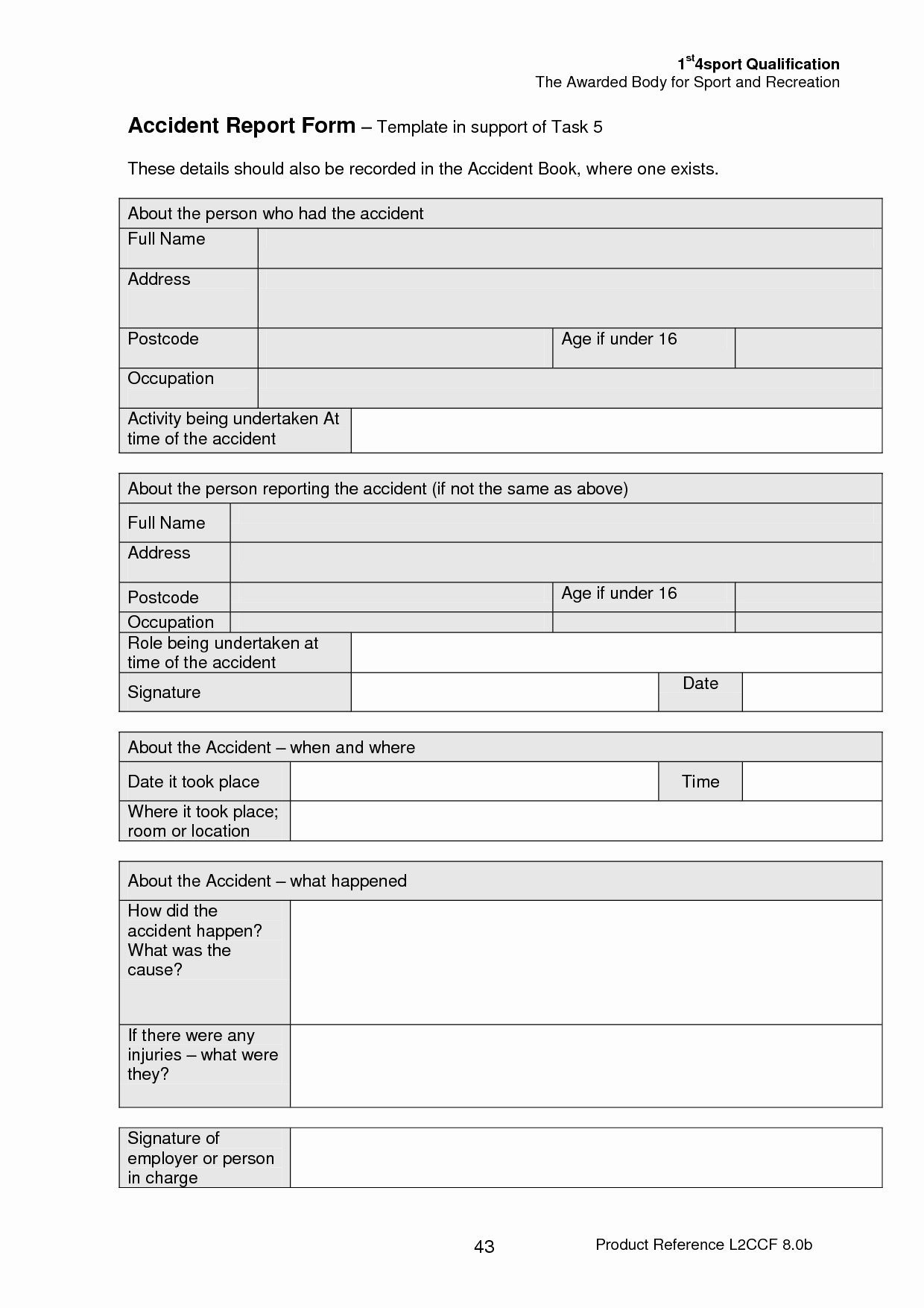 Blank Incident Report form New Generic Incident Report Template