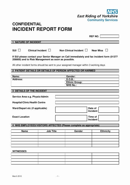 Blank Incident Report form New Incident Report form Blank