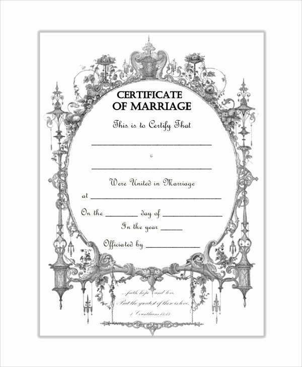 Blank Marriage Certificates Printable New Sample Blank Certificate 8 Documents In Pdf Word