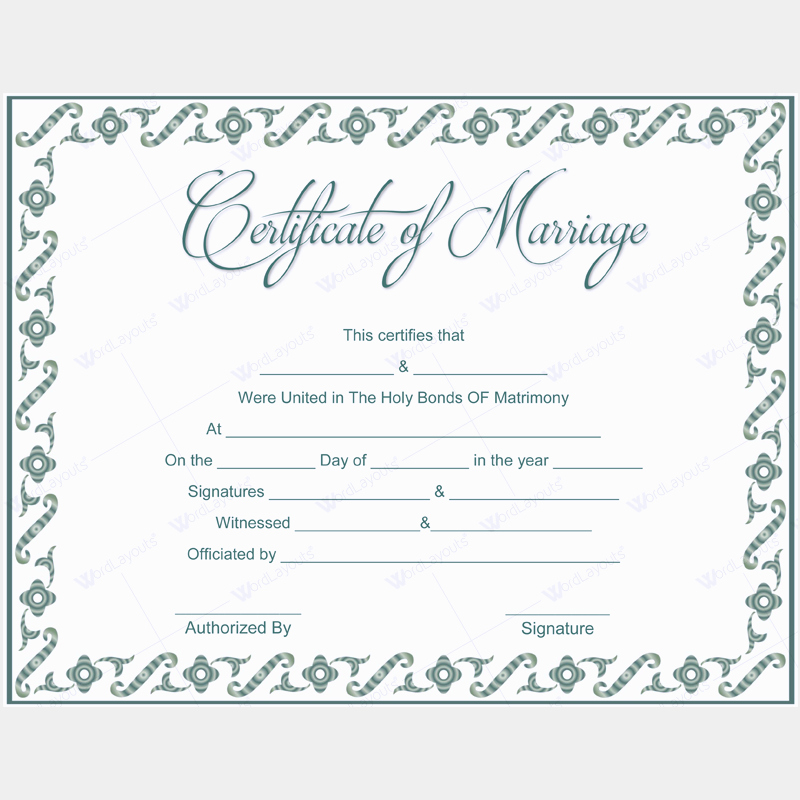 Blank Marriage Certificates Printable Unique 5 Plus Adorable Blank Marriage Certificate Designs for Word