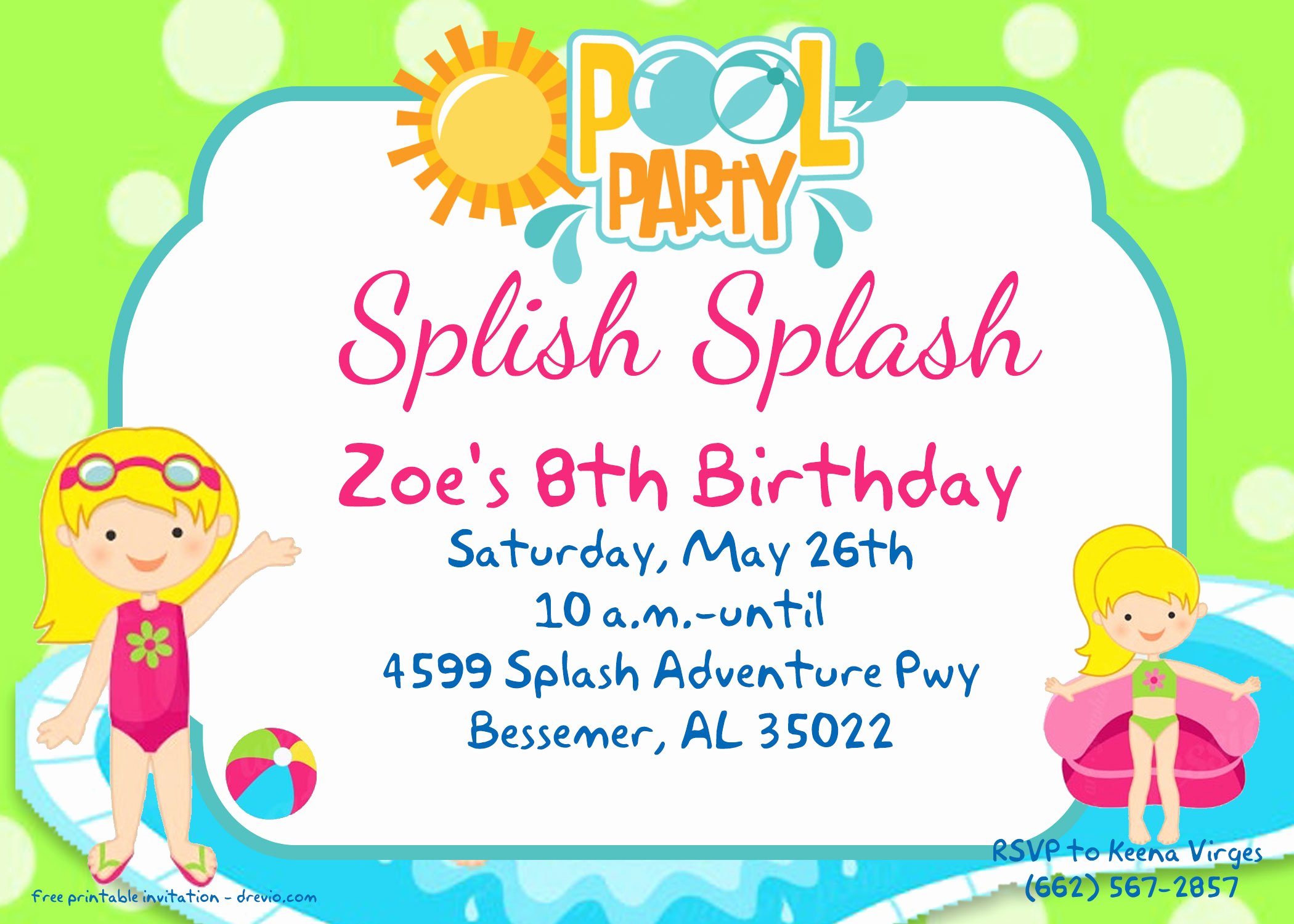 Blank Pool Party Invitations Awesome Free Printable Pool Party for Girls Invitations