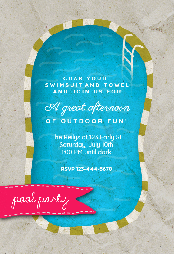 Blank Pool Party Invitations Unique A Pool Pool Party Invitation Template Free