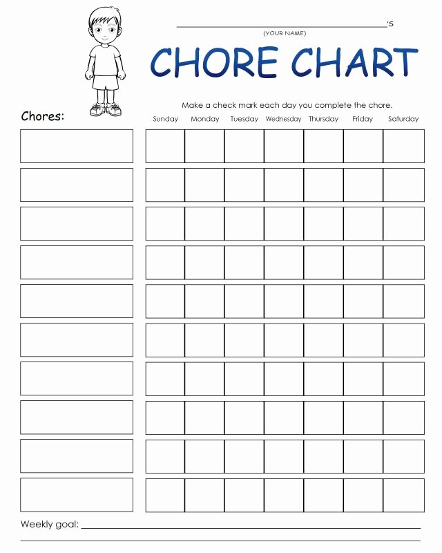 Blank Printable Chore Charts Elegant Chore Chart Boy Free Printable Coloring Pages