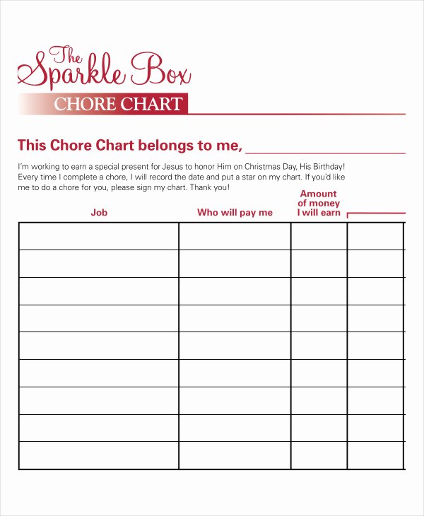 Blank Printable Chore Charts Inspirational 7 Printable Chore Chart Free Pdf Documents Download