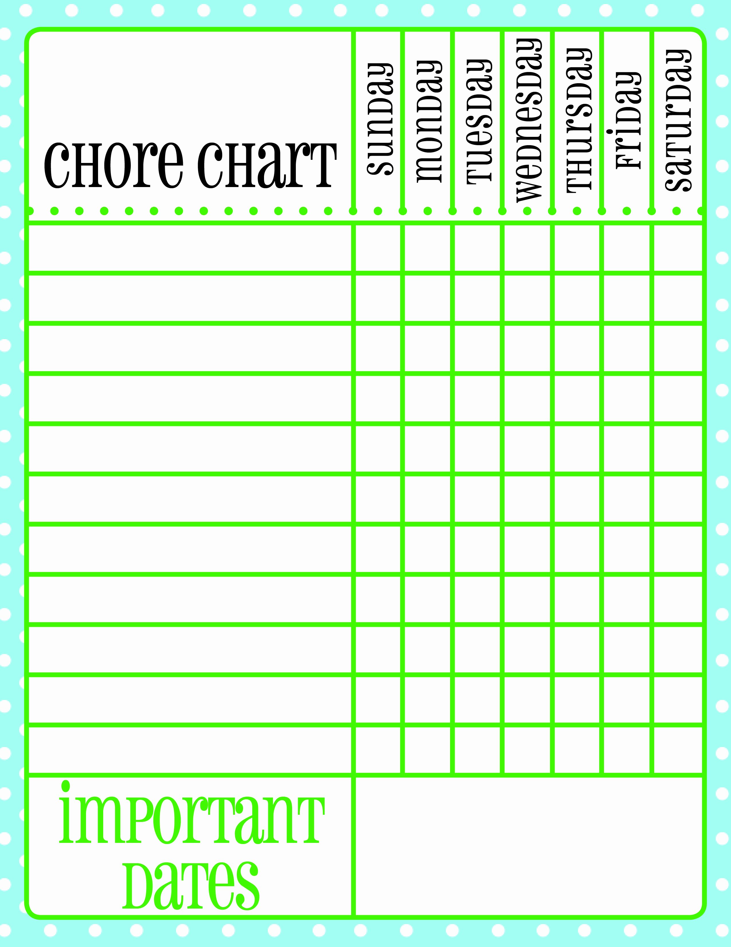 Blank Printable Chore Charts Inspirational Free Printable Chore Chart – Palm Beach Print Shop